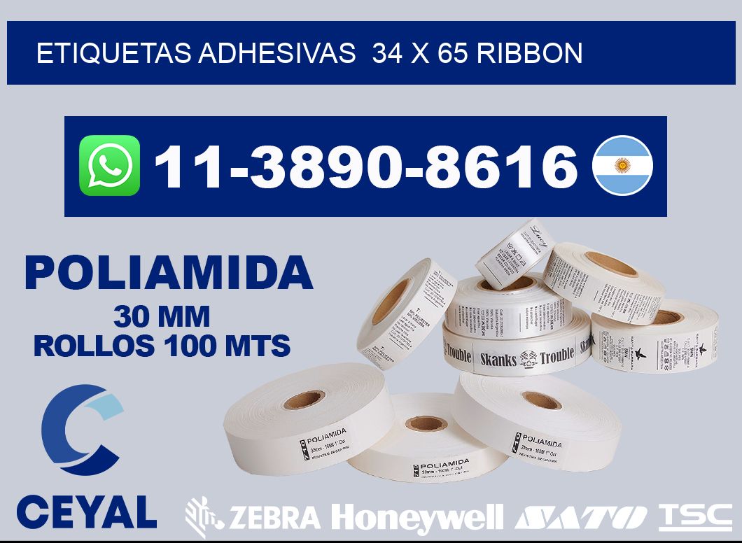 Etiquetas adhesivas  34 x 65 ribbon