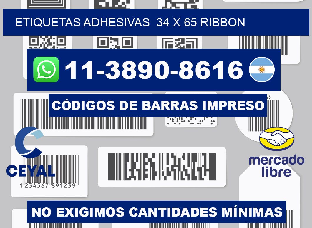 Etiquetas adhesivas  34 x 65 ribbon