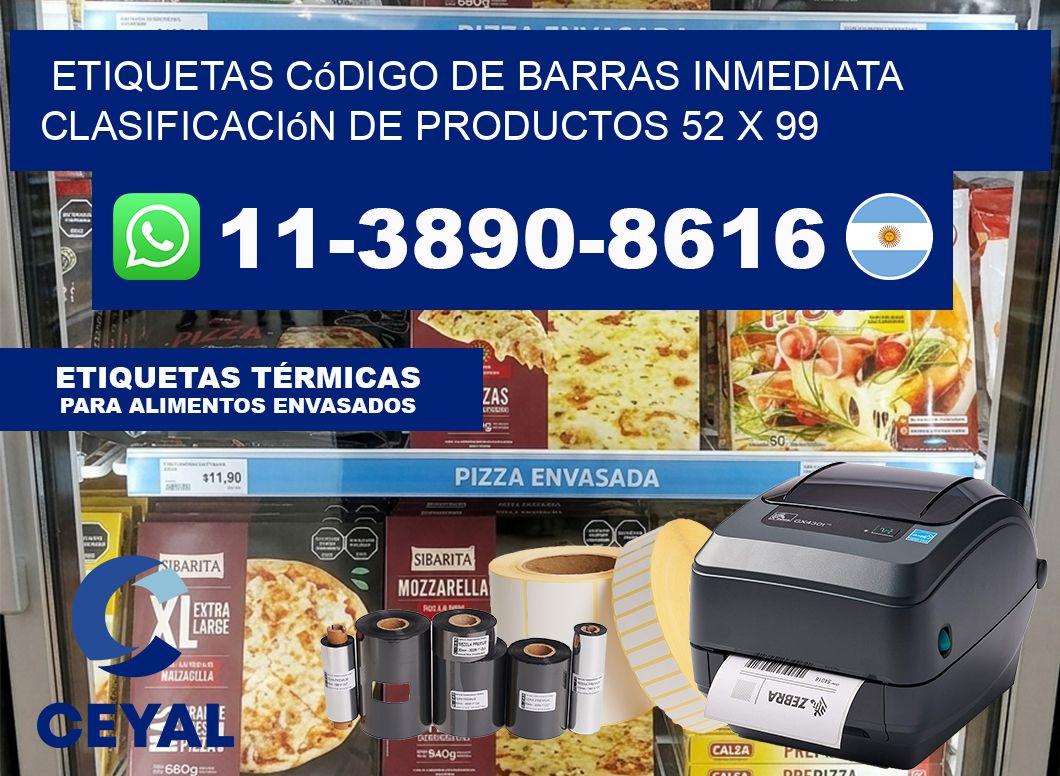 Etiquetas código de barras inmediata clasificación de productos 52 x 99