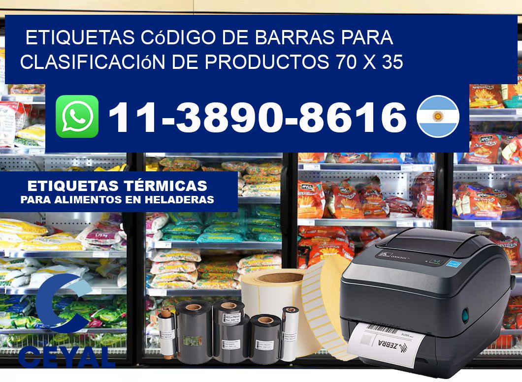 Etiquetas código de barras para clasificación de productos 70 x 35