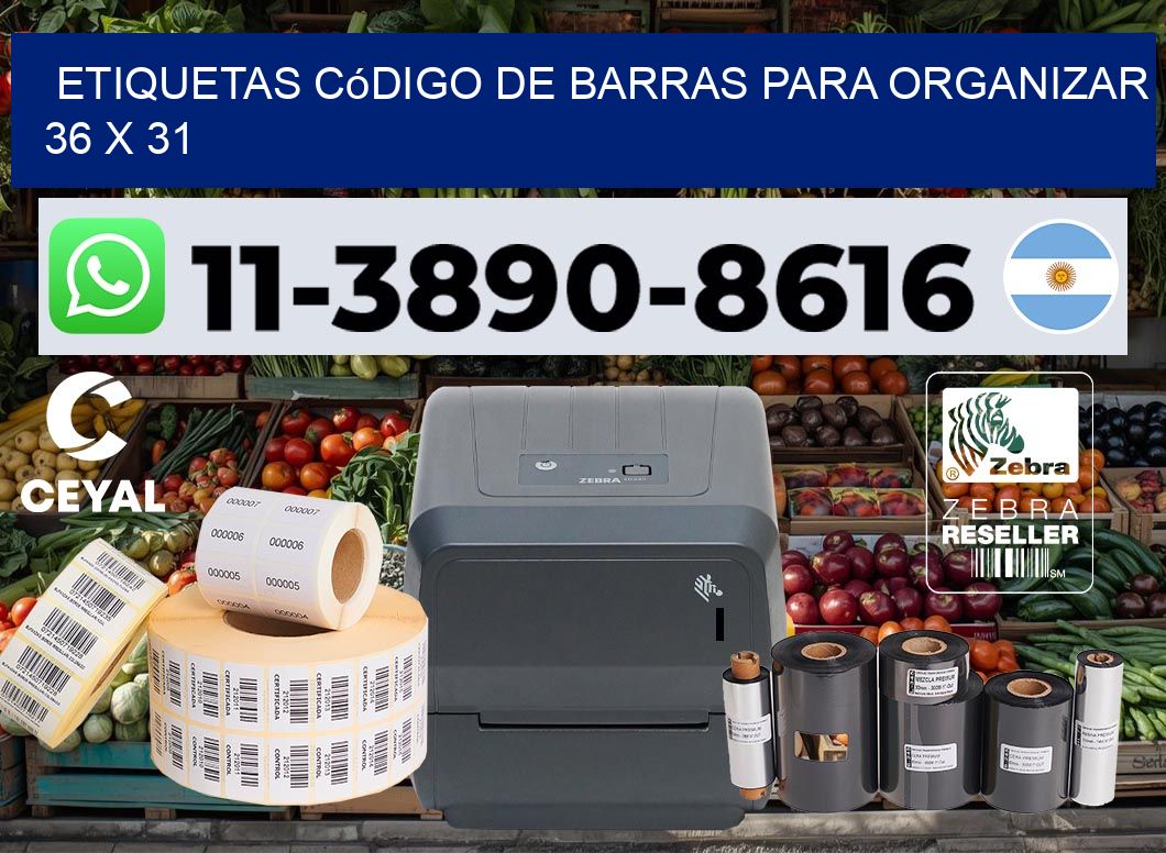 Etiquetas código de barras para organizar 36 x 31