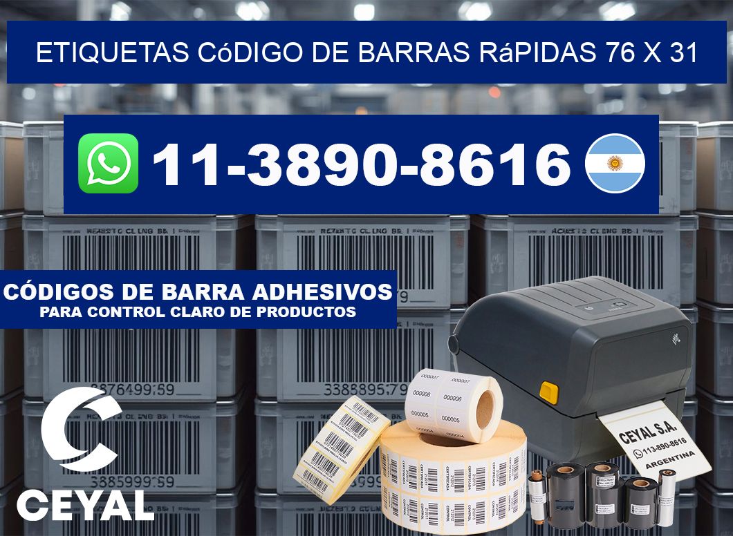 Etiquetas código de barras rápidas 76 x 31
