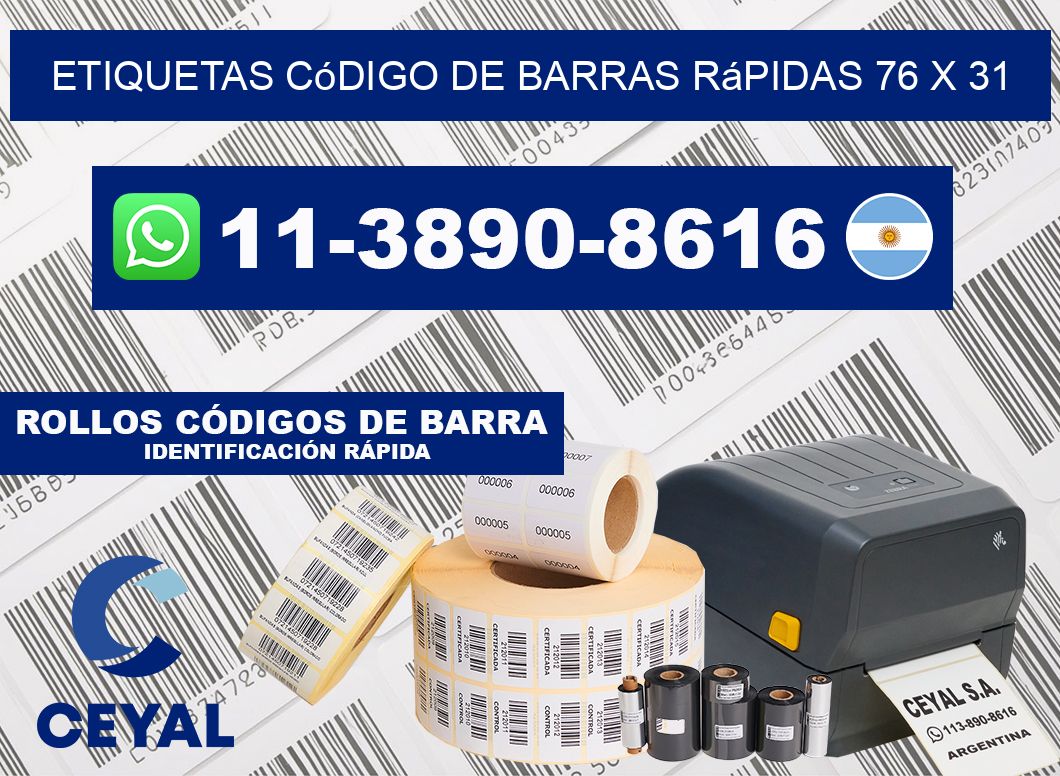 Etiquetas código de barras rápidas 76 x 31
