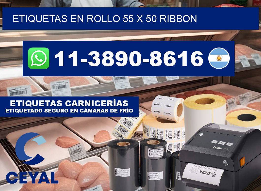Etiquetas en rollo 55 x 50 ribbon