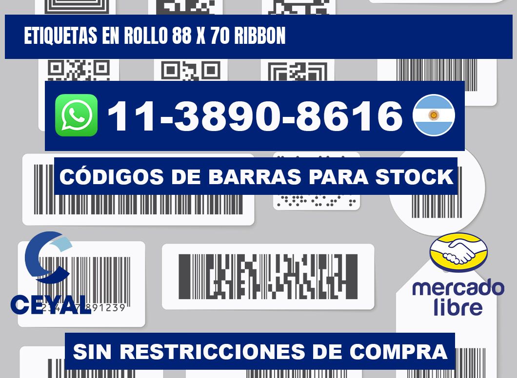 Etiquetas en rollo 88 x 70 ribbon