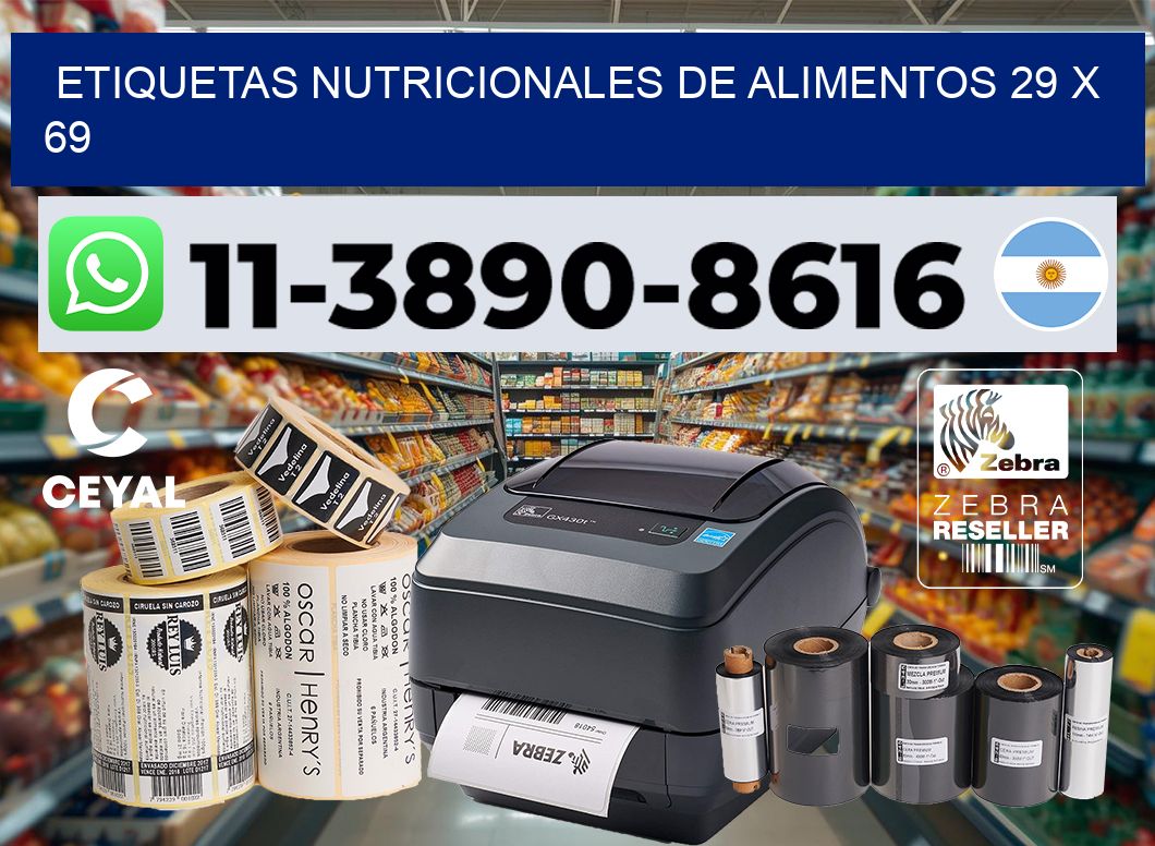 Etiquetas nutricionales de alimentos 29 x 69
