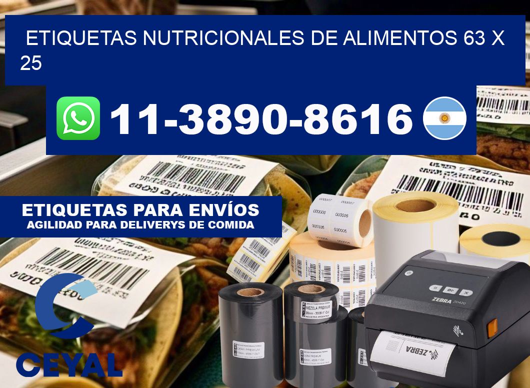 Etiquetas nutricionales de alimentos 63 x 25