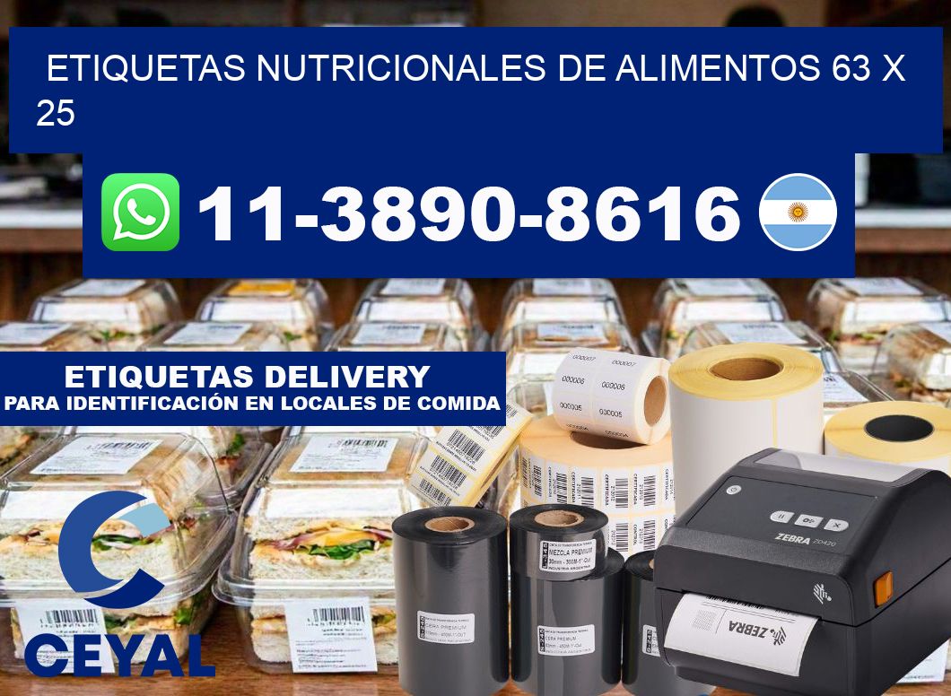Etiquetas nutricionales de alimentos 63 x 25