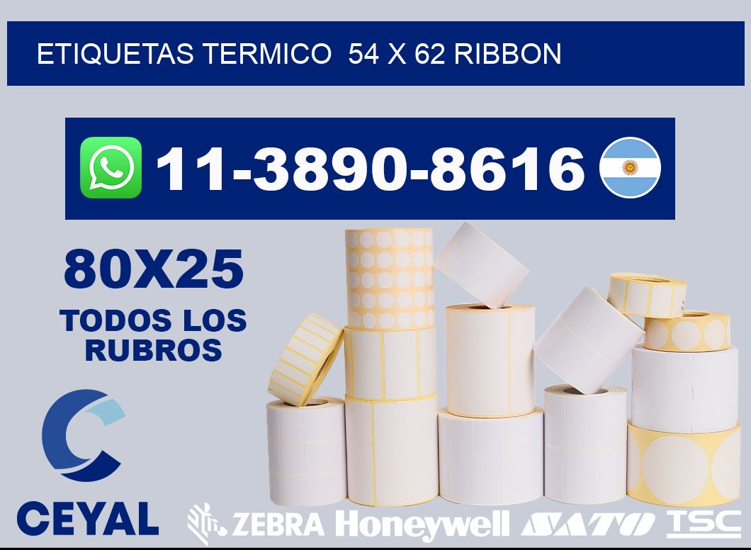 Etiquetas termico  54 x 62 ribbon