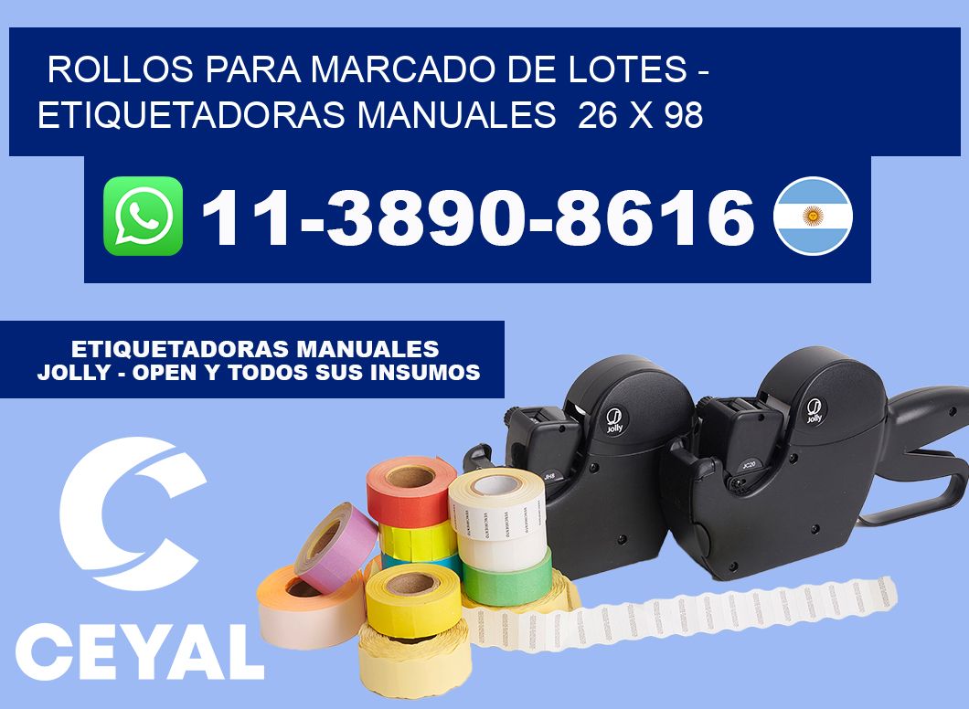 Rollos para marcado de lotes - Etiquetadoras Manuales  26 x 98