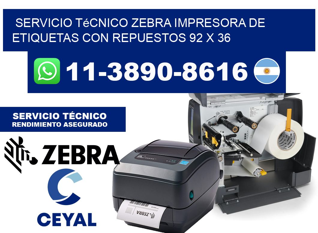 Servicio Técnico Zebra Impresora de Etiquetas con Repuestos 92 x 36
