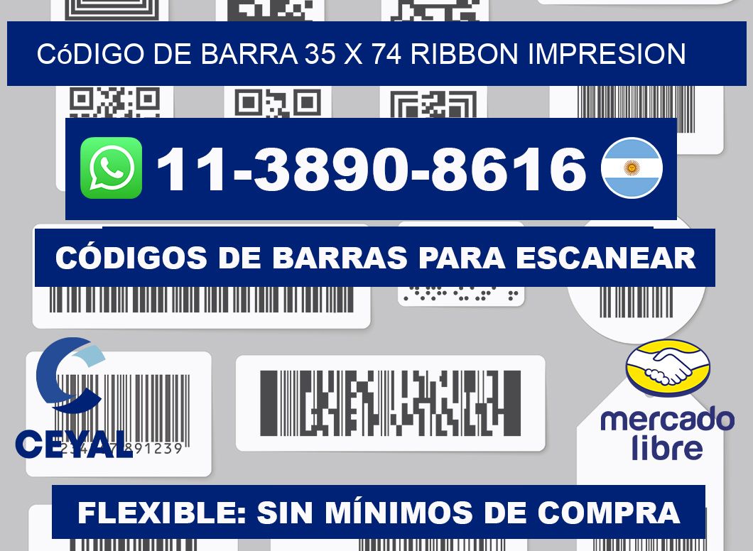 código de barra 35 x 74 ribbon impresion
