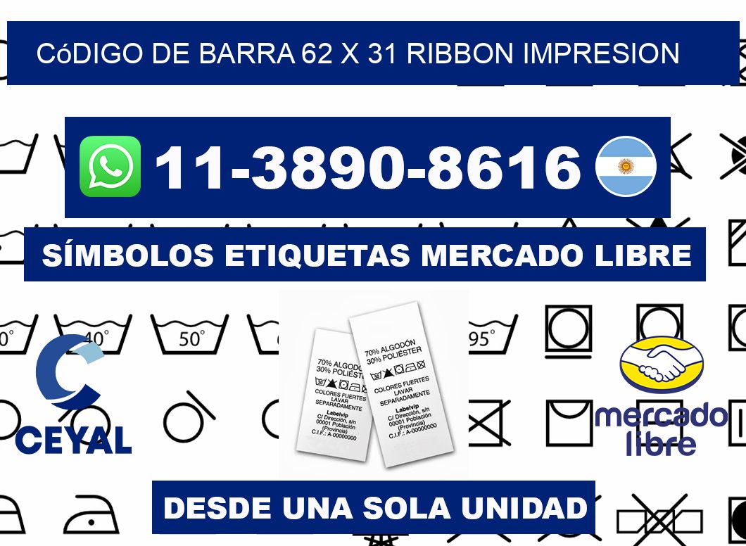 código de barra 62 x 31 ribbon impresion