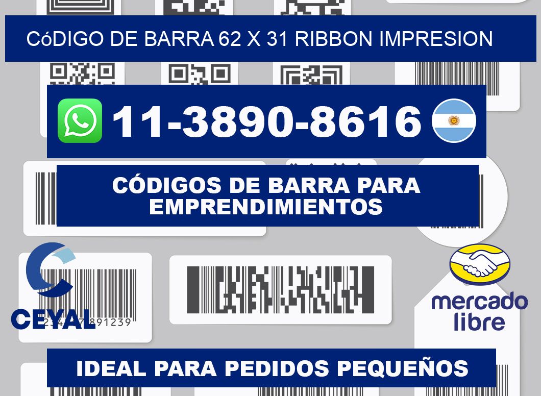 código de barra 62 x 31 ribbon impresion