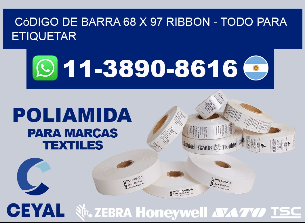 código de barra 68 x 97 ribbon - Todo para Etiquetar
