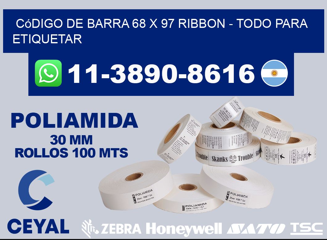 código de barra 68 x 97 ribbon - Todo para Etiquetar