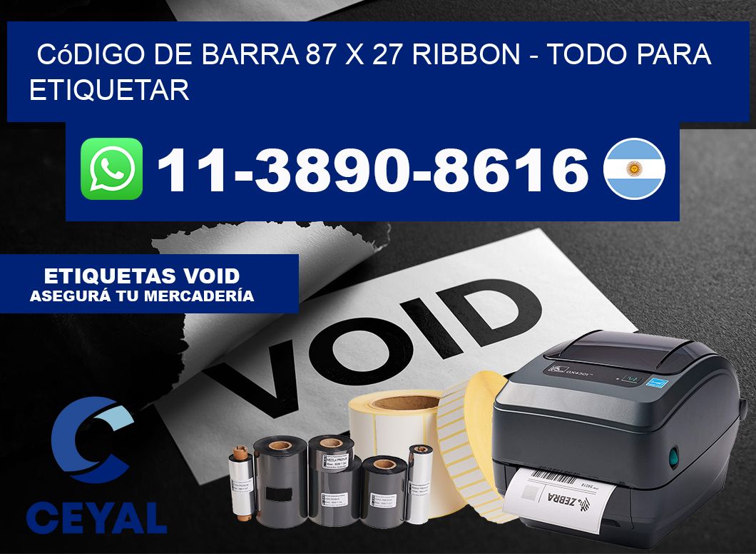código de barra 87 x 27 ribbon - Todo para Etiquetar
