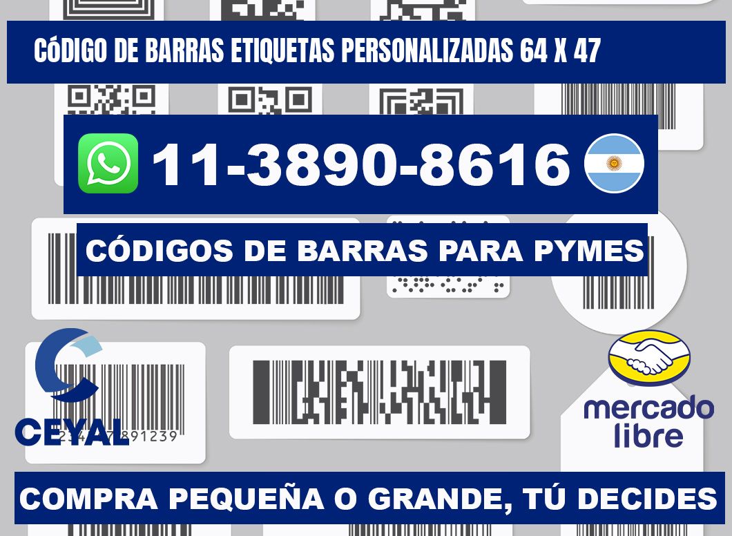 código de barras etiquetas personalizadas 64 x 47
