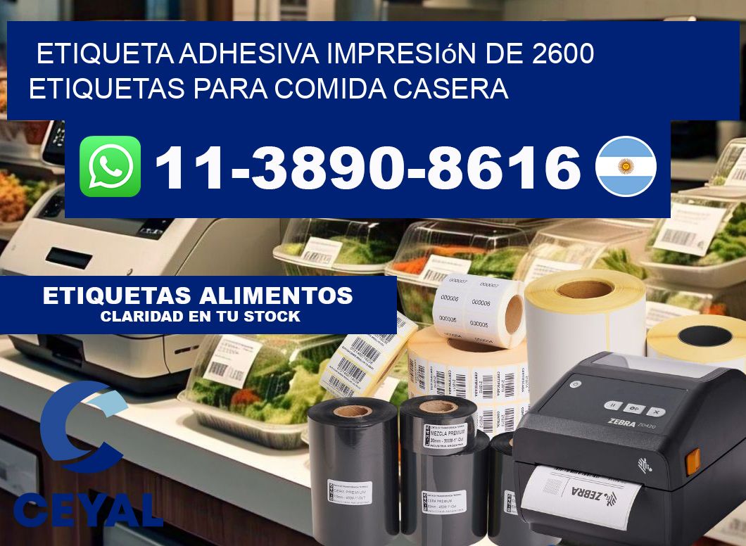 etiqueta adhesiva impresión de 2600 etiquetas para comida casera