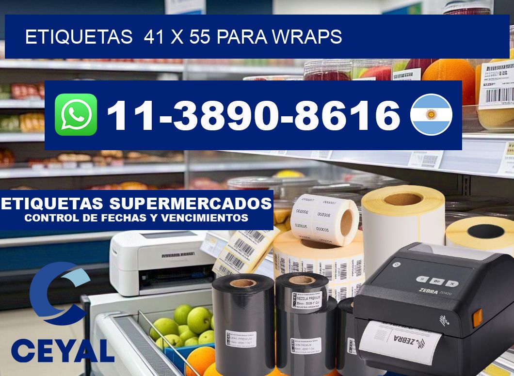 etiquetas  41 x 55 para Wraps