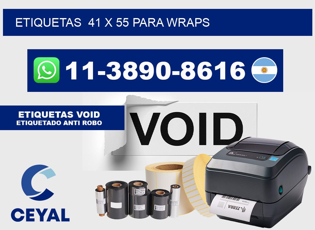 etiquetas  41 x 55 para Wraps