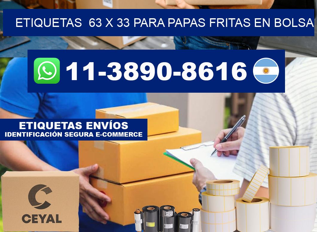 etiquetas  63 x 33 para Papas fritas en bolsa