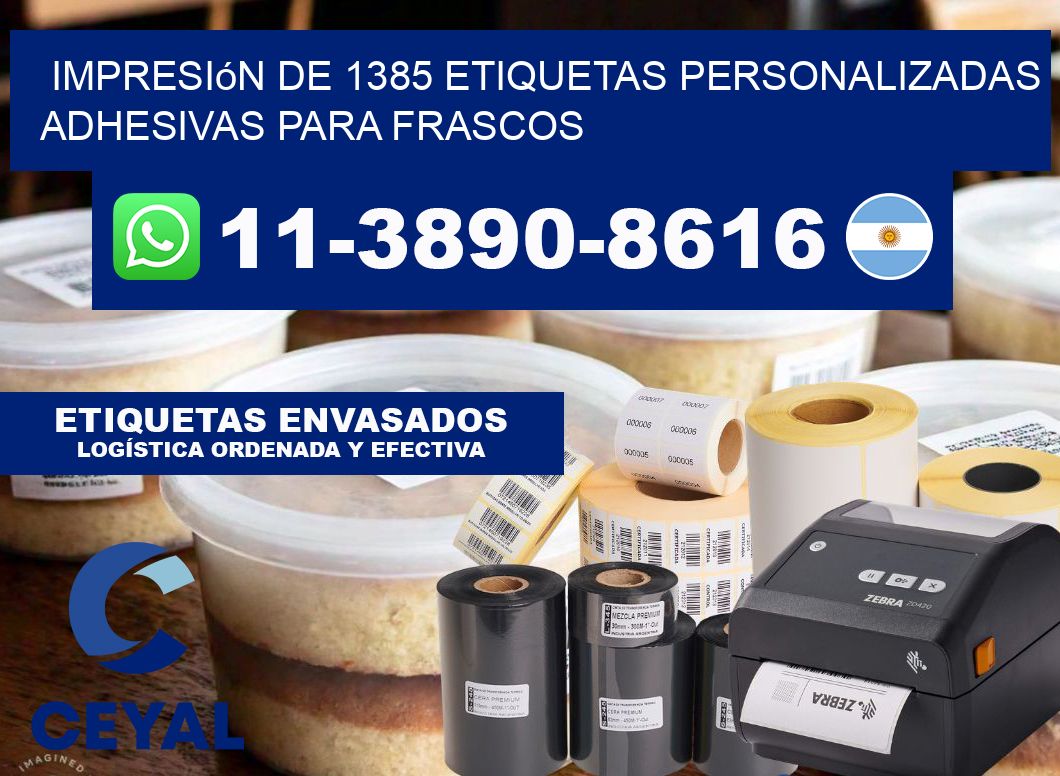 impresión de 1385 etiquetas personalizadas adhesivas para frascos