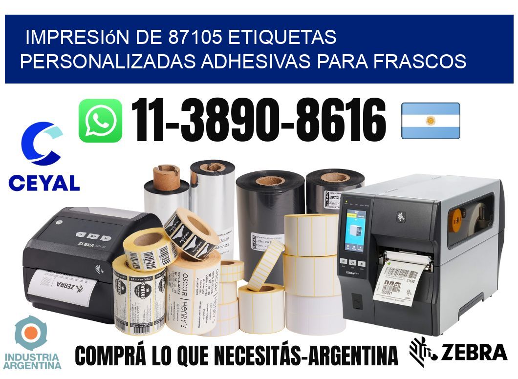 impresión de 87105 etiquetas personalizadas adhesivas para frascos