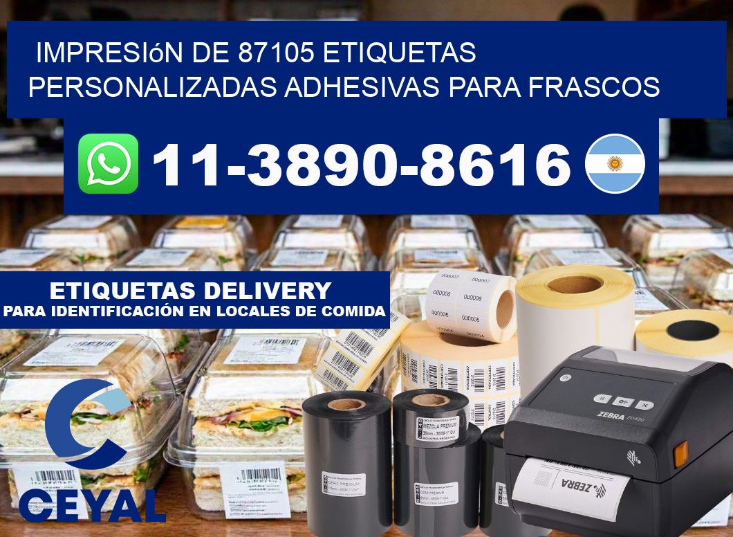 impresión de 87105 etiquetas personalizadas adhesivas para frascos