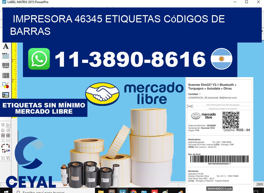 impresora 46345 etiquetas códigos de barras