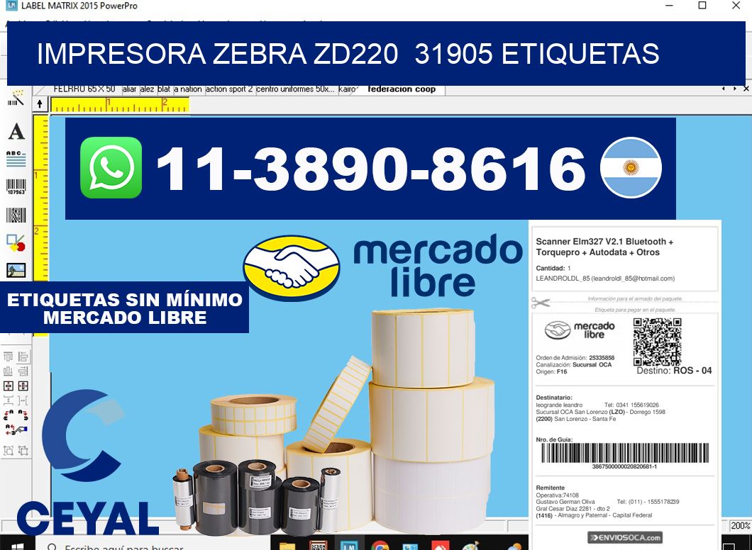 impresora zebra zd220  31905 etiquetas