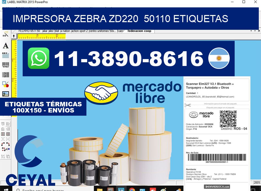 impresora zebra zd220 50110 etiquetas