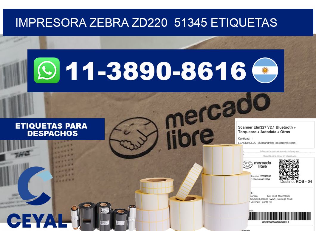 impresora zebra zd220  51345 etiquetas