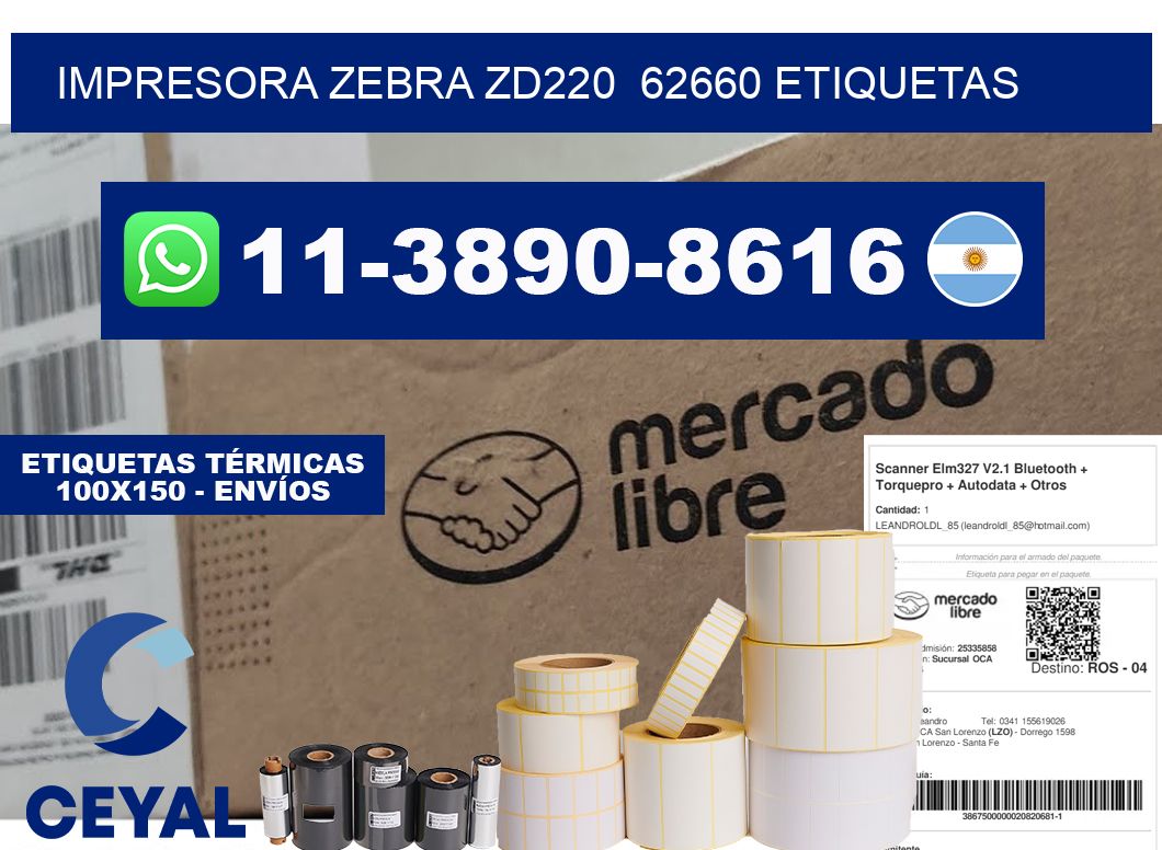 impresora zebra zd220 62660 etiquetas