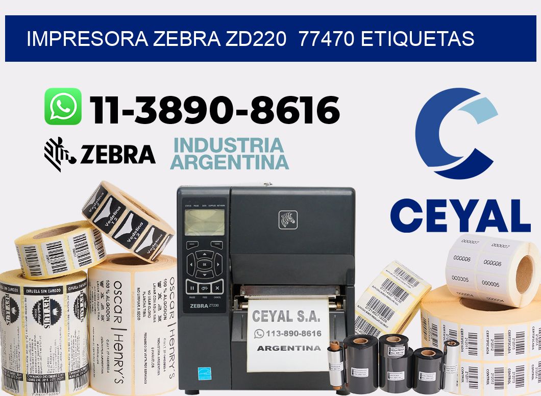 impresora zebra zd220  77470 etiquetas