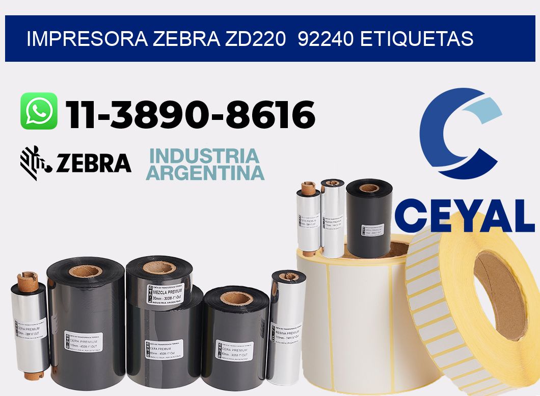 impresora zebra zd220  92240 etiquetas