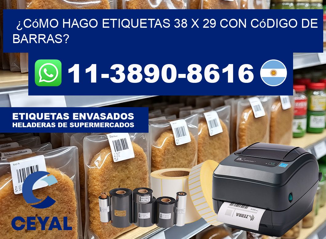 ¿Cómo hago etiquetas 38 x 29 con código de barras?