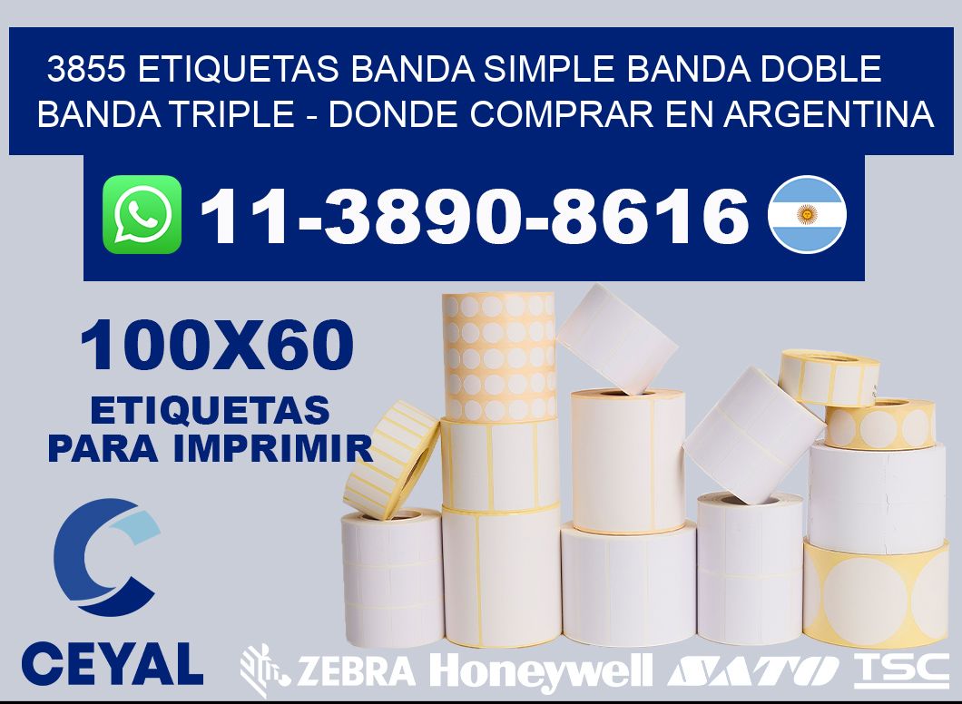 3855 etiquetas banda simple banda doble banda triple - Donde Comprar en Argentina