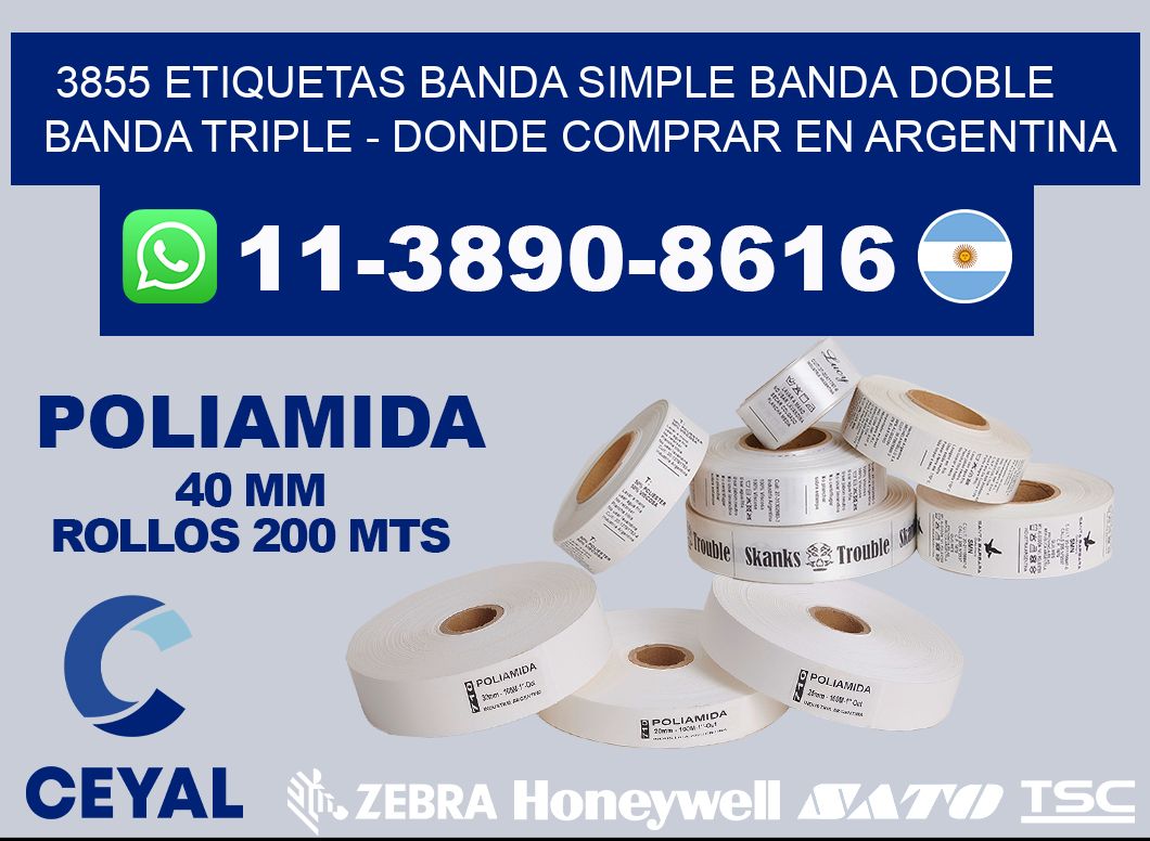 3855 etiquetas banda simple banda doble banda triple - Donde Comprar en Argentina