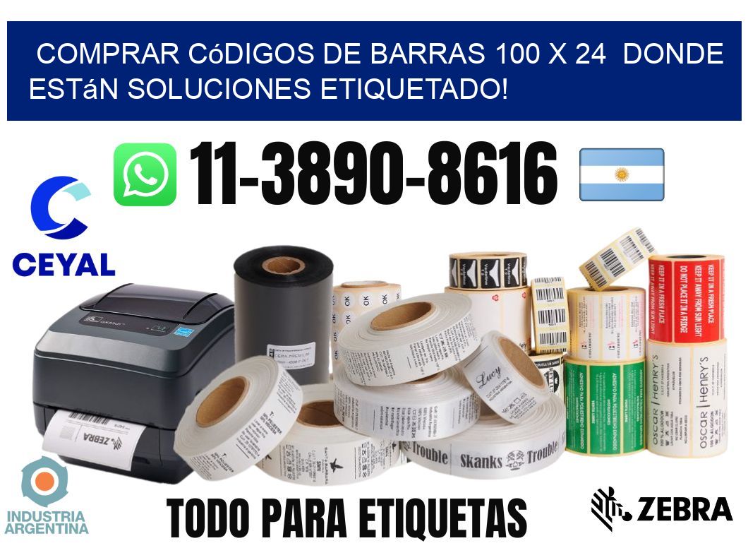 Comprar códigos de barras 100 x 24  donde están soluciones etiquetado!