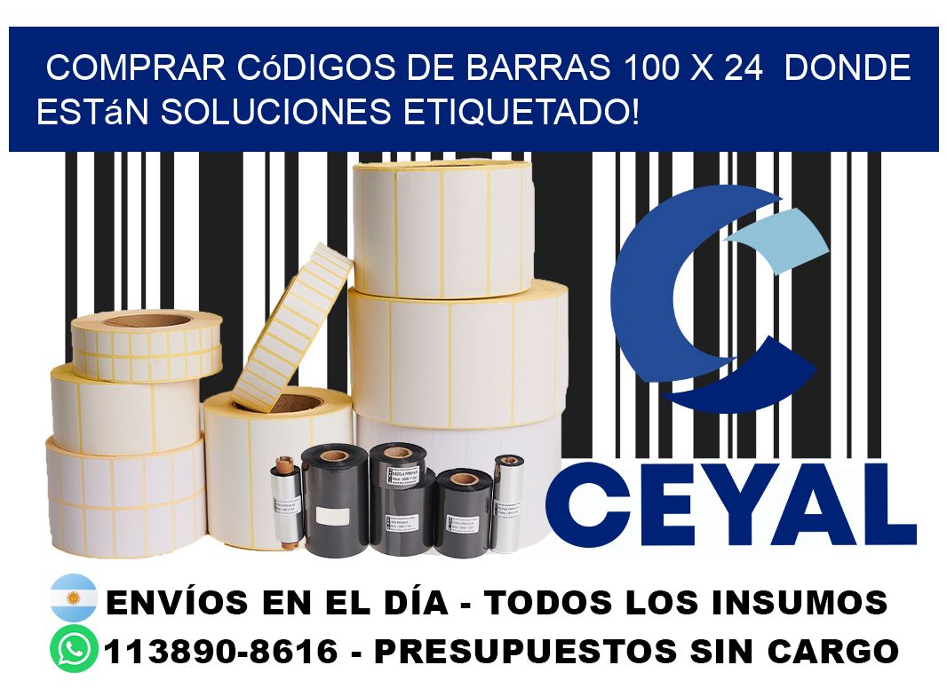 Comprar códigos de barras 100 x 24  donde están soluciones etiquetado!