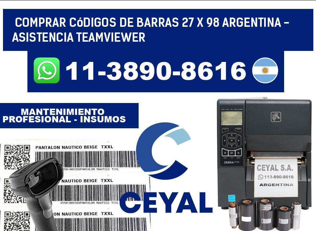Comprar códigos de barras 27 x 98 argentina - asistencia teamviewer