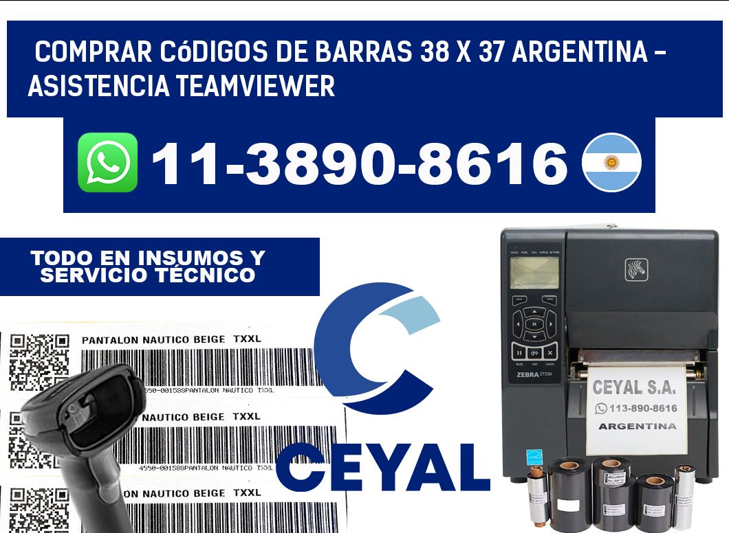 Comprar códigos de barras 38 x 37 argentina - asistencia teamviewer