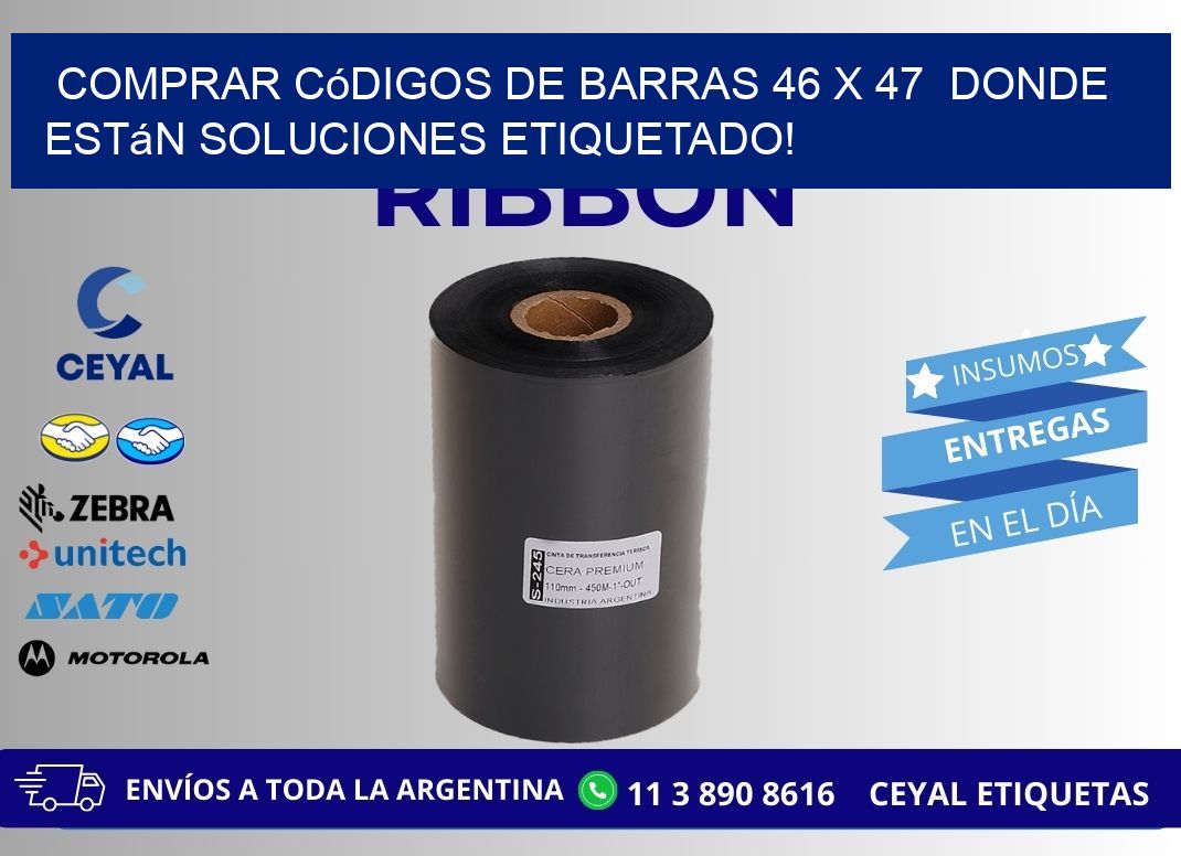 Comprar códigos de barras 46 x 47  donde están soluciones etiquetado!