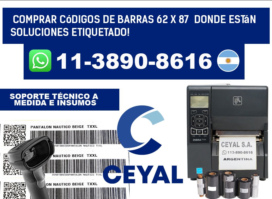 Comprar códigos de barras 62 x 87  donde están soluciones etiquetado!