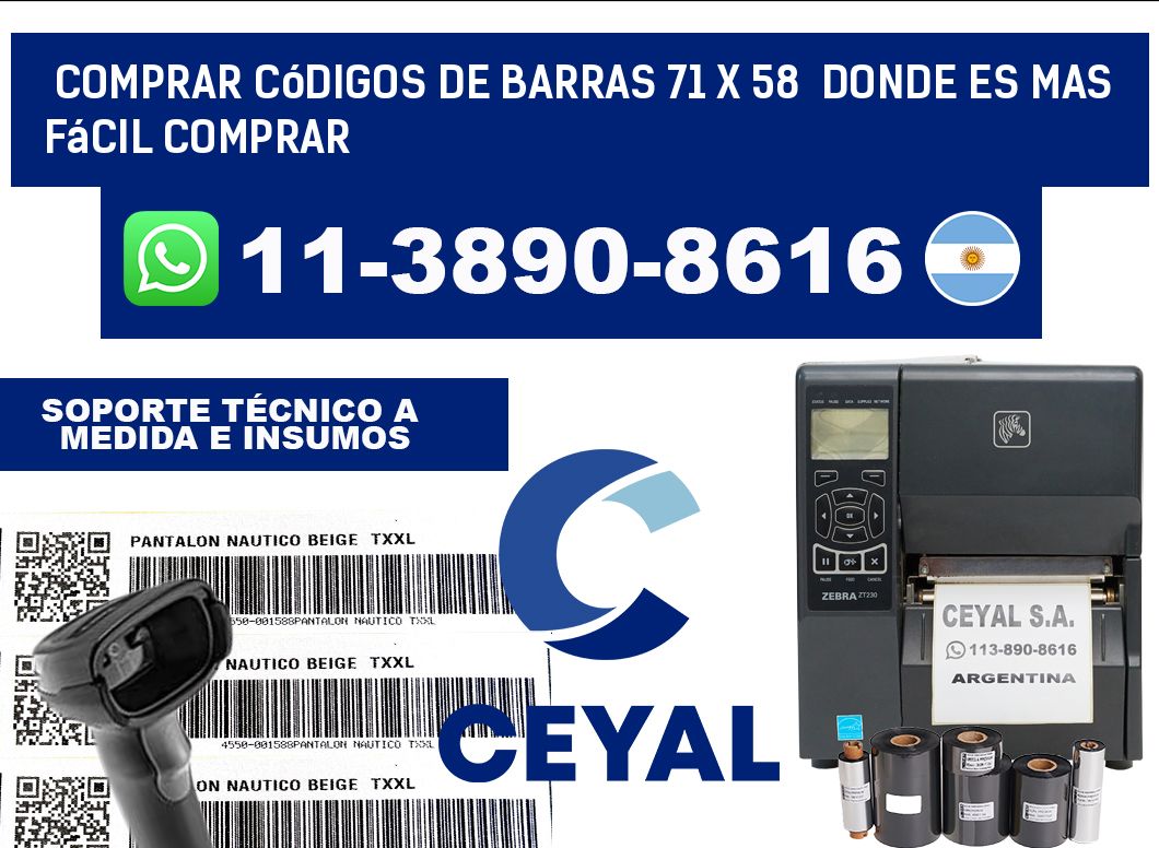 Comprar códigos de barras 71 x 58  Donde es mas fácil comprar
