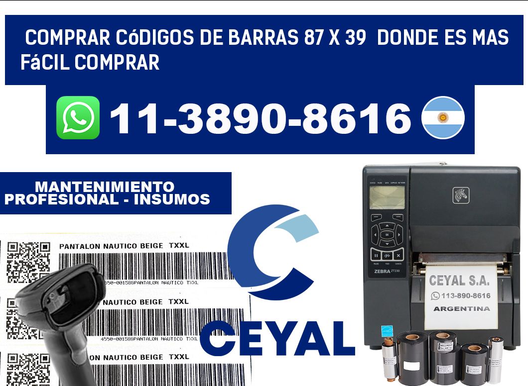 Comprar códigos de barras 87 x 39  Donde es mas fácil comprar