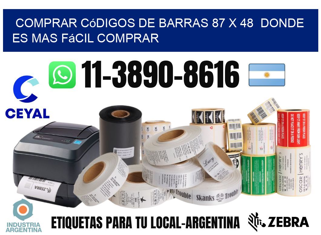 Comprar códigos de barras 87 x 48  Donde es mas fácil comprar