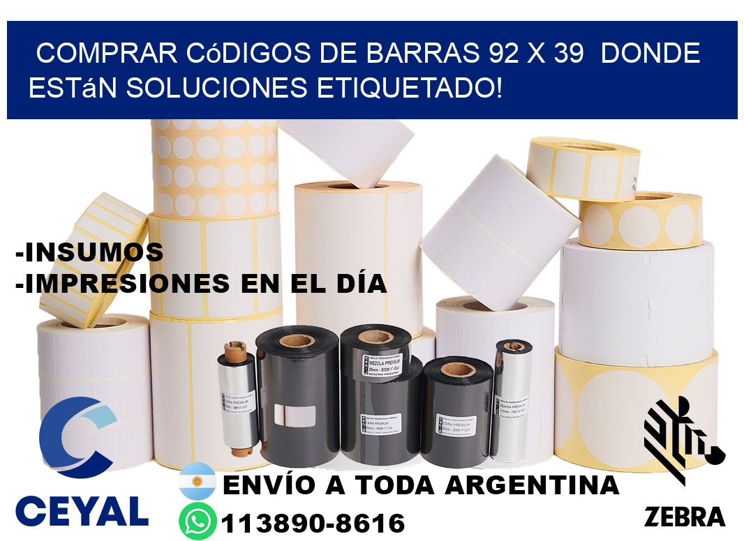 Comprar códigos de barras 92 x 39  donde están soluciones etiquetado!