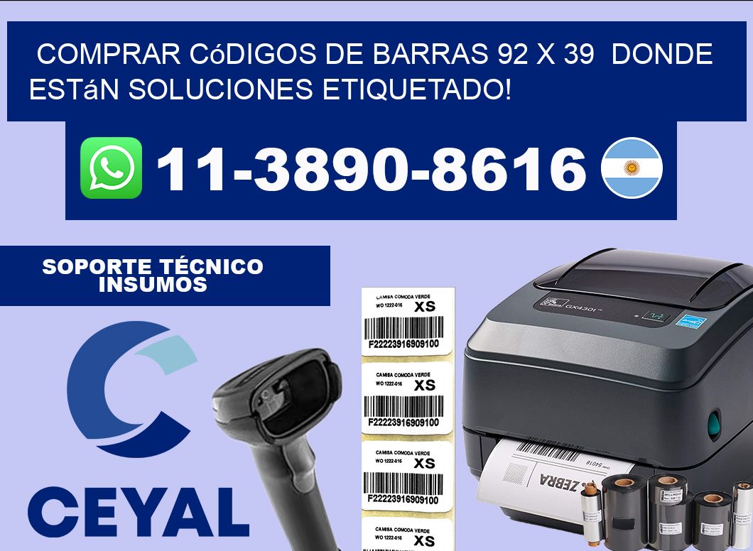 Comprar códigos de barras 92 x 39  donde están soluciones etiquetado!